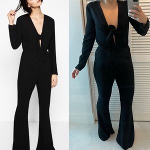 Zara Jumpsuit Tie Knot Keyhole Long Sleeve